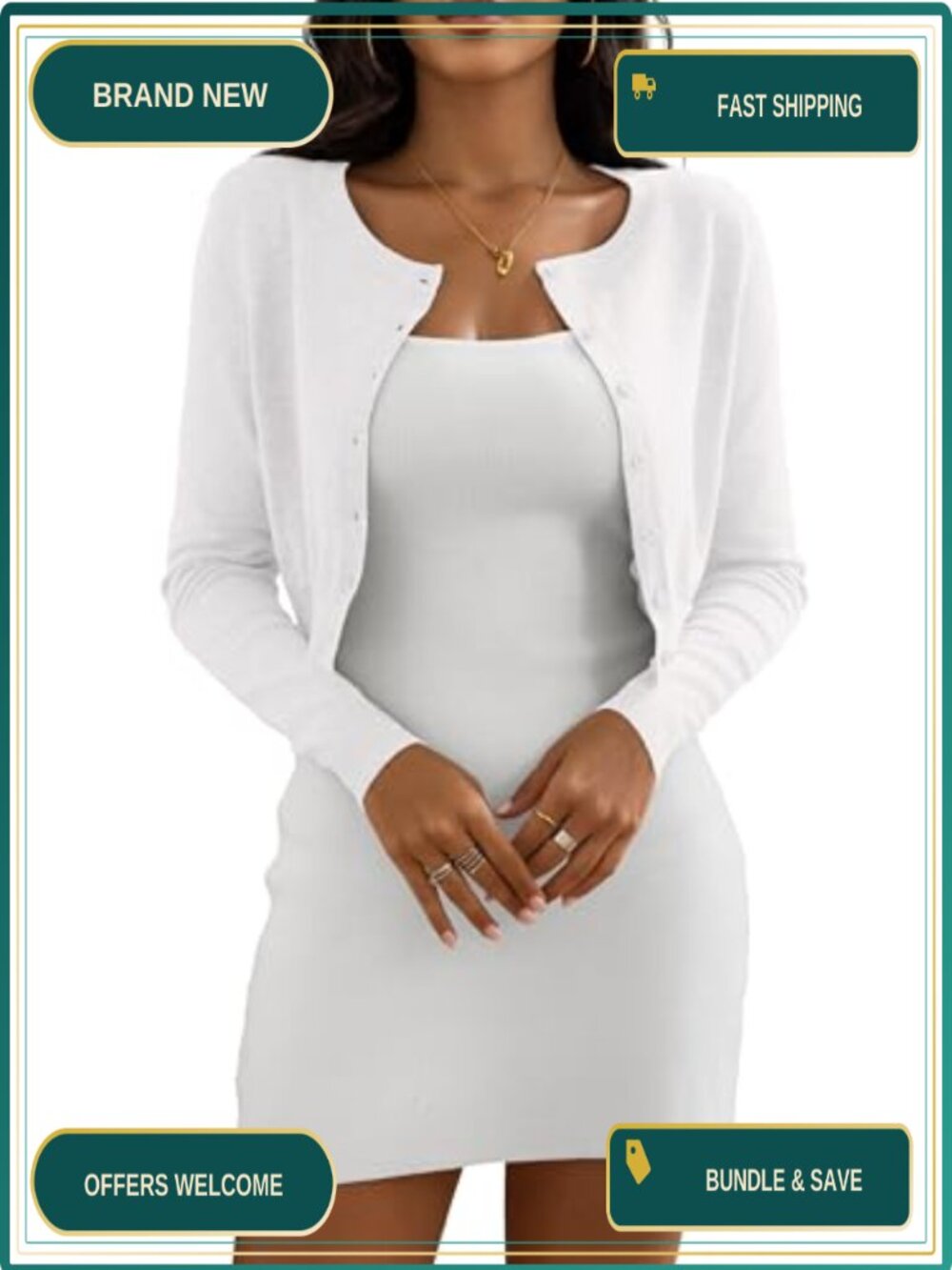 Cropped Cardigan Sweater for Women Crew Neck Knit Bolero Shrug 80% Viscose